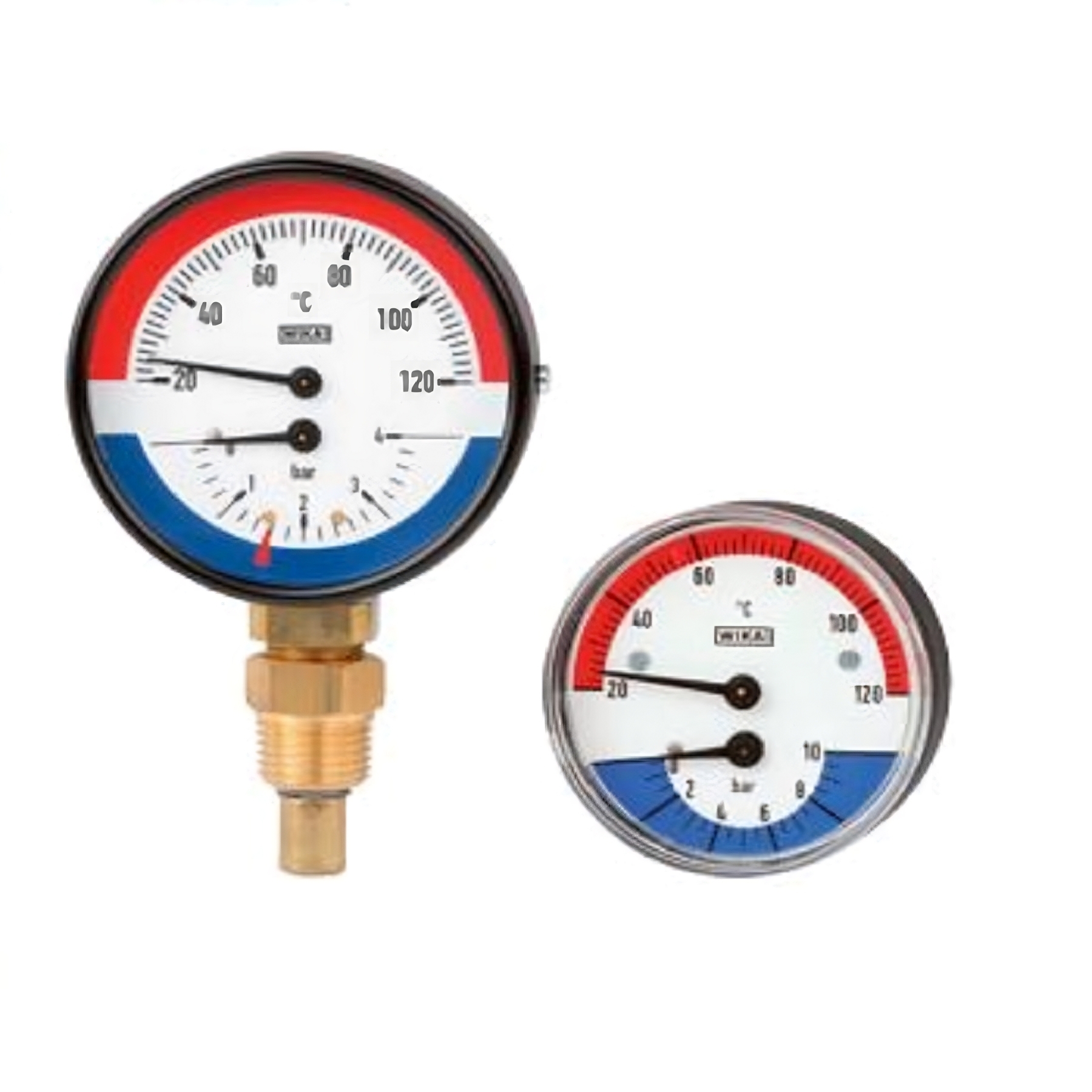 WIKA 100.1x Bimetal thermomanometer with steel housing - For heating systems,  combi-boilers