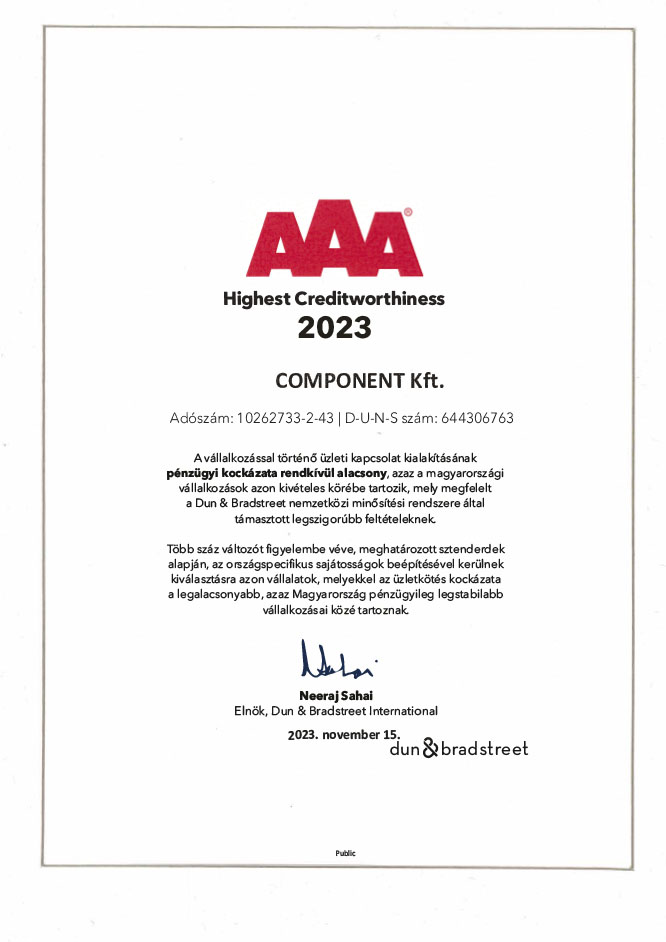 D&B certificate